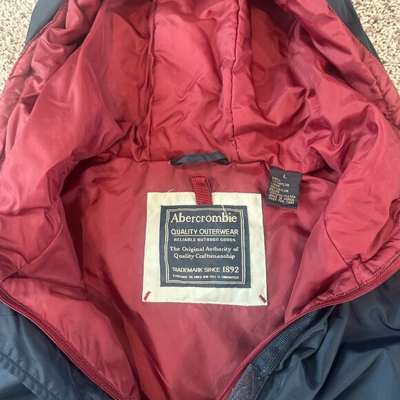 Abercrombie Vintage Style 90s Windbreaker Pullover Jacket Blue Maroon Hooded - Picture 2 of 4